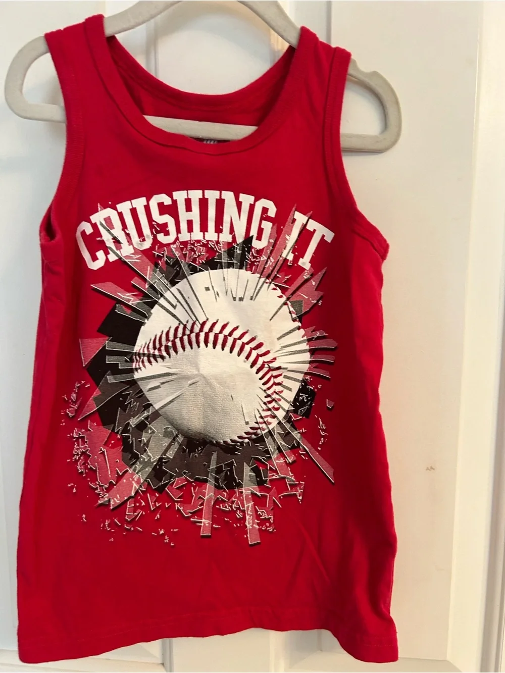 Boys The Children's Place Red 'Crushing It' Baseball Graphic Tank